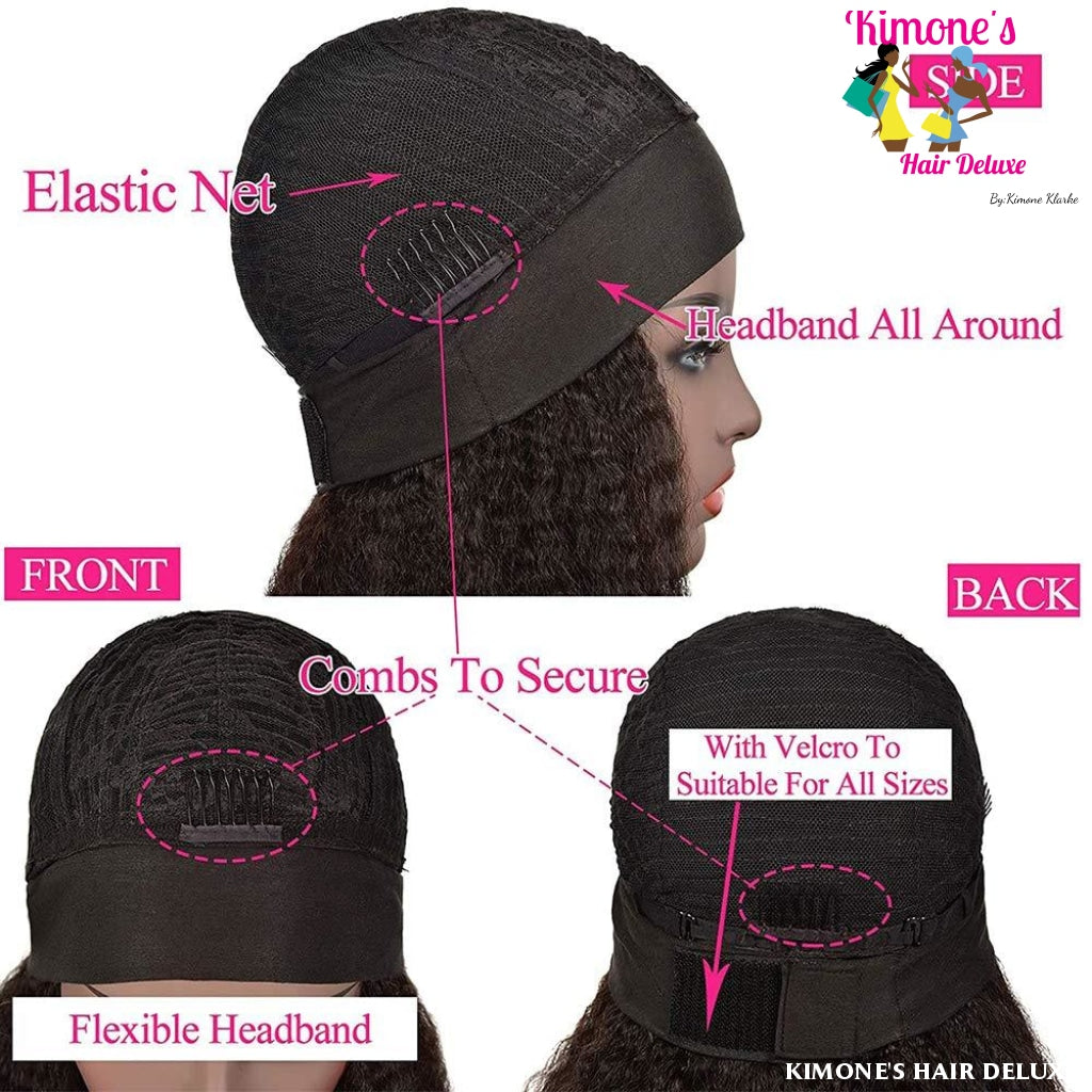 Straight Headband Wigs Human Hair Natural Black Glueless Non Lace Front Silky Brazilian Remy 150%