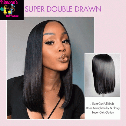 Sleek & Silky Straight Bob Wig | 13x4 HD Lace | Glueless | Brazilian Remy Kimone's Hair Deluxe