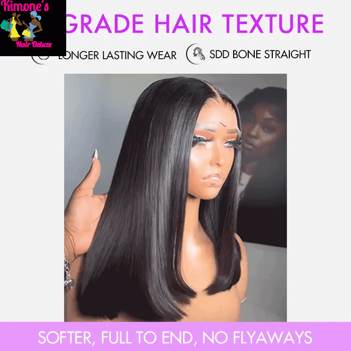 Sleek & Silky Straight Bob Wig | 13x4 HD Lace | Glueless | Brazilian Remy Kimone's Hair Deluxe