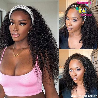 Water Wave Headband Wig Non Lace Brazilian Virgin Hair Wigs Curly 150% Density 200168148