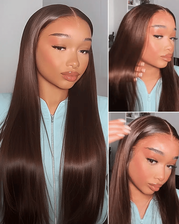 Sleek & Silky Chocolate Brown 13x4 HD Lace Front Wig | Bone Straight | 180% Density | 16"-30" Kimone's Hair Deluxe