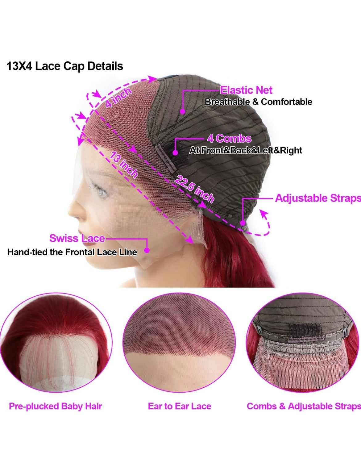 Red Wavy Colored Red Wigs 180% Women 13x4 Body wave 9A Virgin Hair  Lace wig